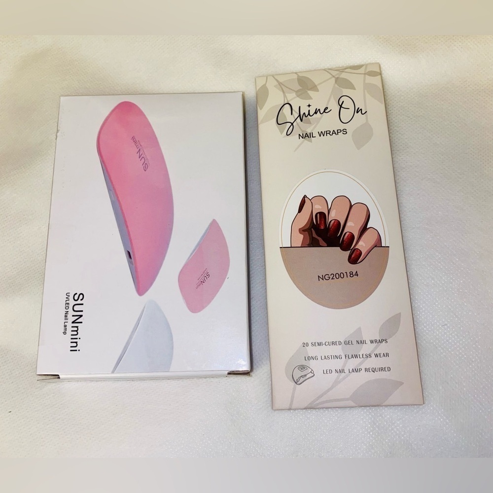 Pink LED Nail Lamp and Shine On Nail Wraps Set - Picture 1 of 2